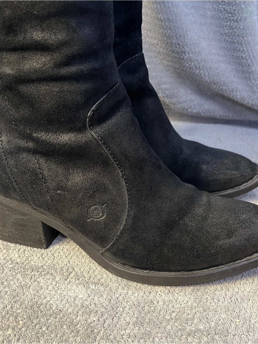 Born Felicia Women's Black Knee-High Suede riding Boots size 7.5